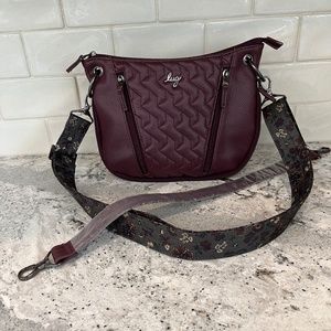 LUG Swivel Crossbody Bag in Vegan Leather - Wine Red